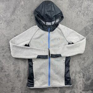 Under Armour ColdGear Storm Jacket Womens XS Gray Navy Hooded Full Zip Fleece